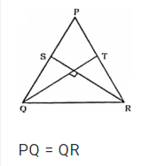 Question image for PQR is a triangle such that PQ = PR. RS and QT ar